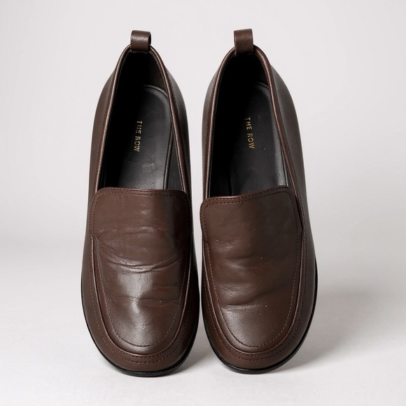 The Row Calfskin Loafers Brown Leather Size 38/7.5 Made In Italy Quiet Luxury - Picture 7 of 13